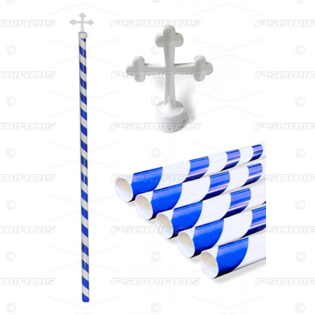 Plastic Pole striped with Cross